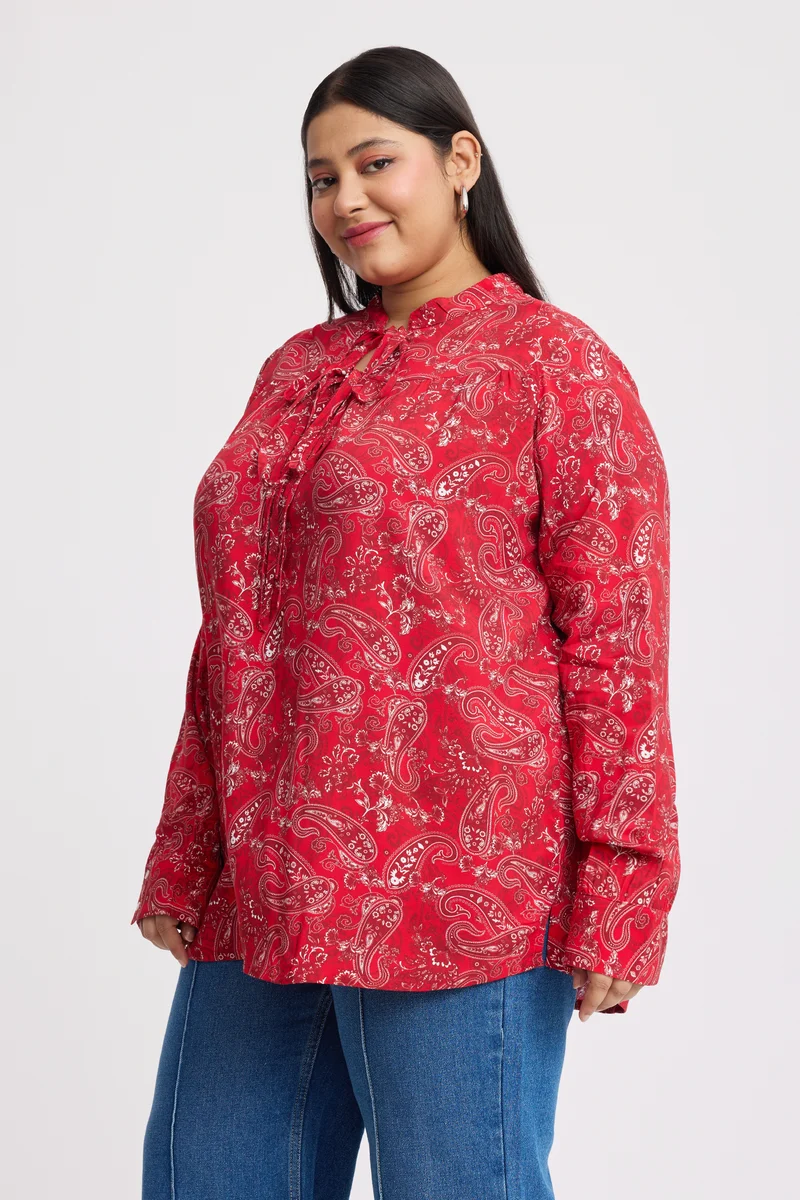 Isala|Viscose Gathered Yoke Detail Top
