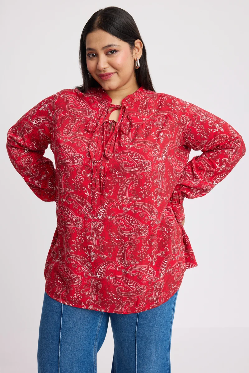 Isala|Viscose Gathered Yoke Detail Top