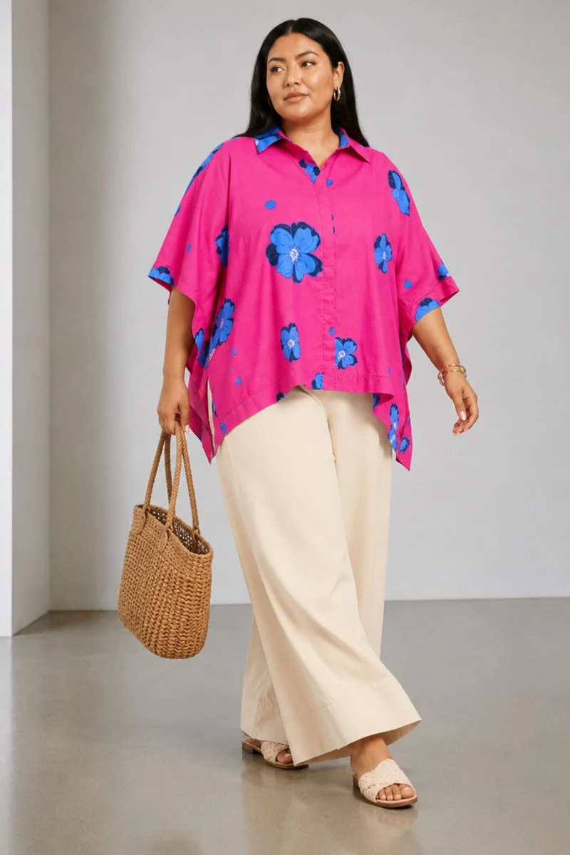 Isda|Cotton Kimono Sleeves Boxy Cropped Shirt