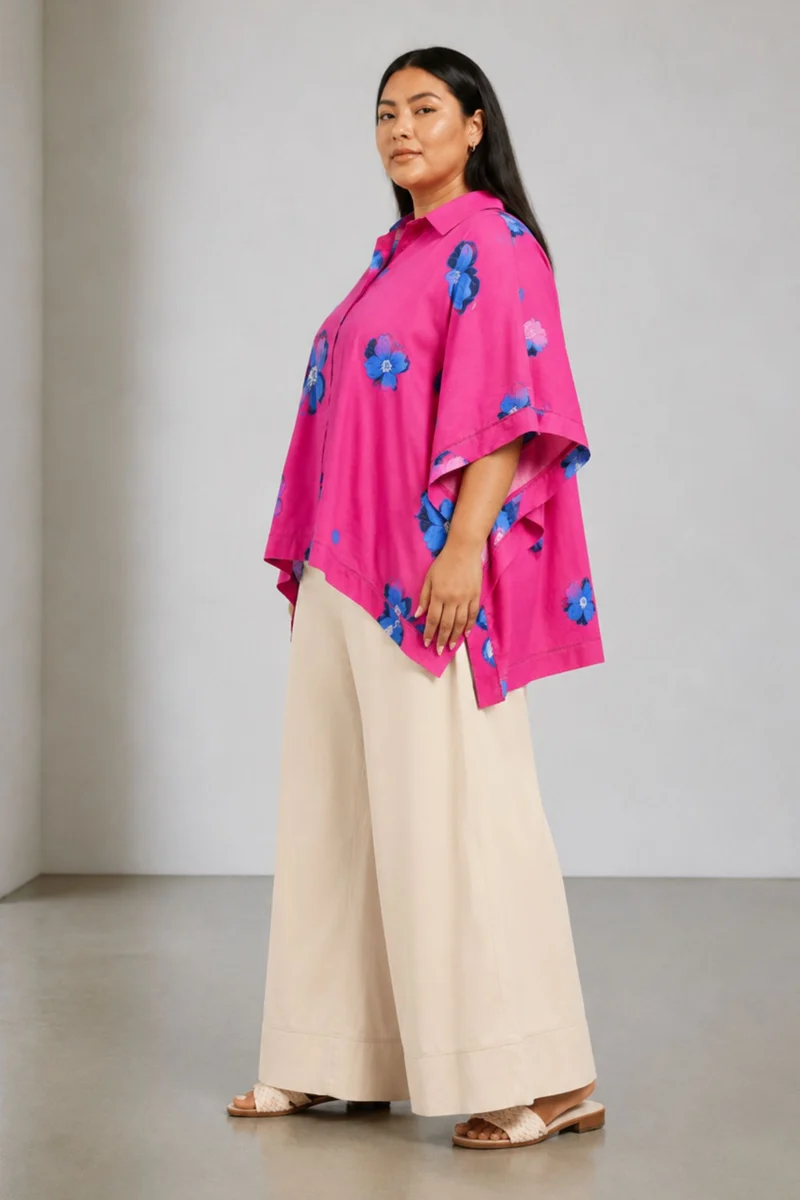 Isda|Cotton Kimono Sleeves Boxy Cropped Shirt