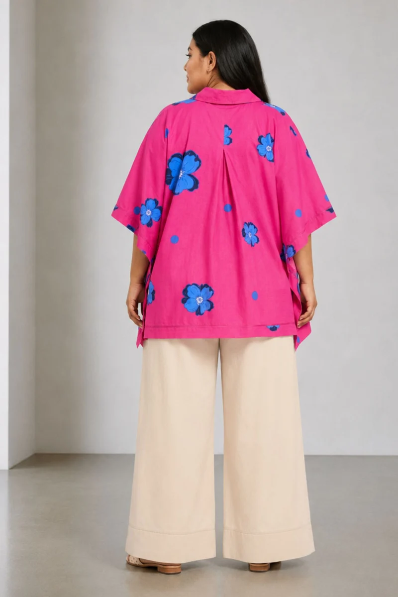 Isda|Cotton Kimono Sleeves Boxy Cropped Shirt