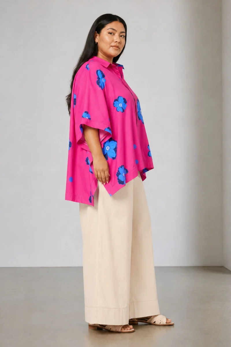Isda|Cotton Kimono Sleeves Boxy Cropped Shirt