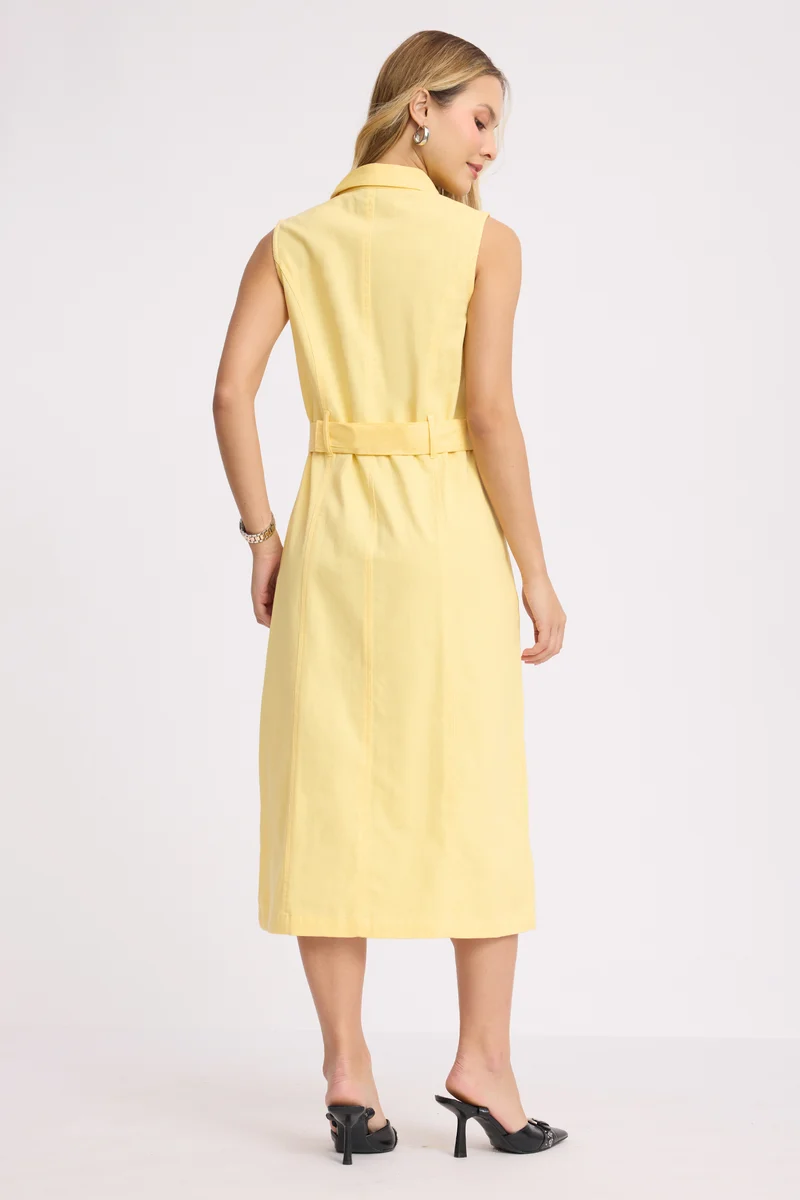 Tsezin|100% Cotton Belted Shirt Dress