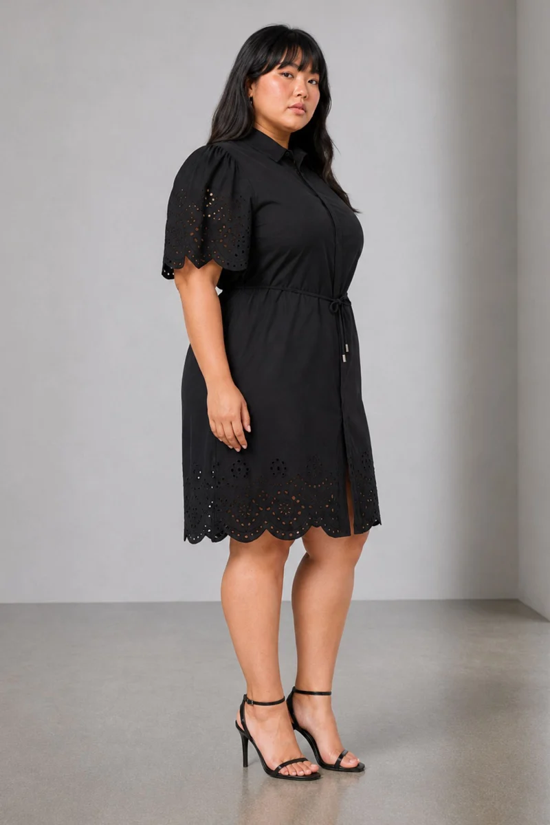 Isdis|Cotton Schiffli Shirt Dress