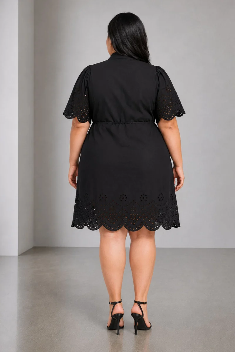 Isdis|Cotton Schiffli Shirt Dress