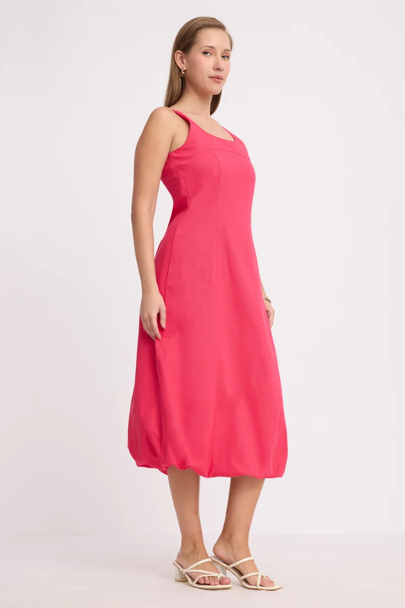 Laru|100% Cotton Bubble Hem Sleeveless Dress