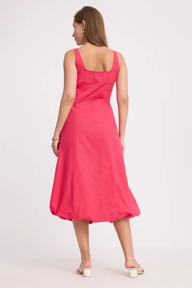 Laru|100% Cotton Bubble Hem Sleeveless Dress