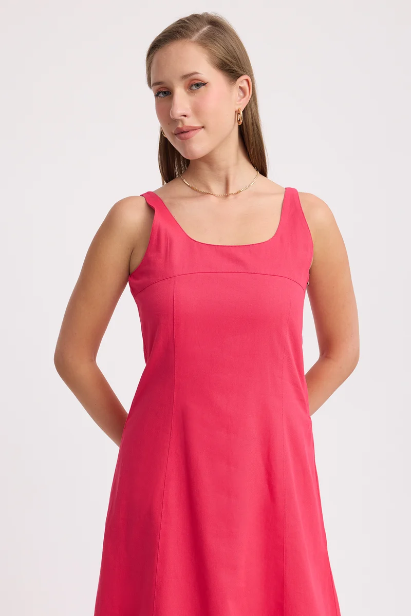 Laru|100% Cotton Bubble Hem Sleeveless Dress