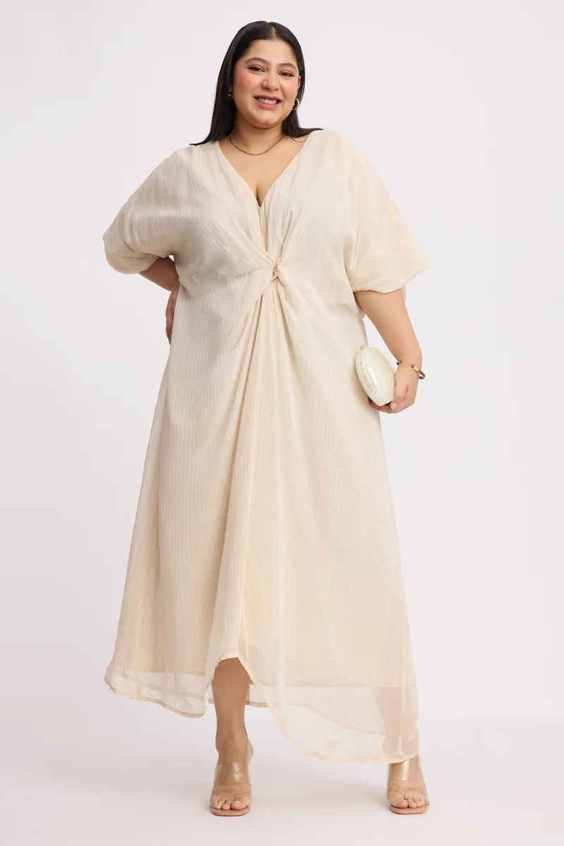 Miso|Viscose Lurex Front Gathered Kaftan