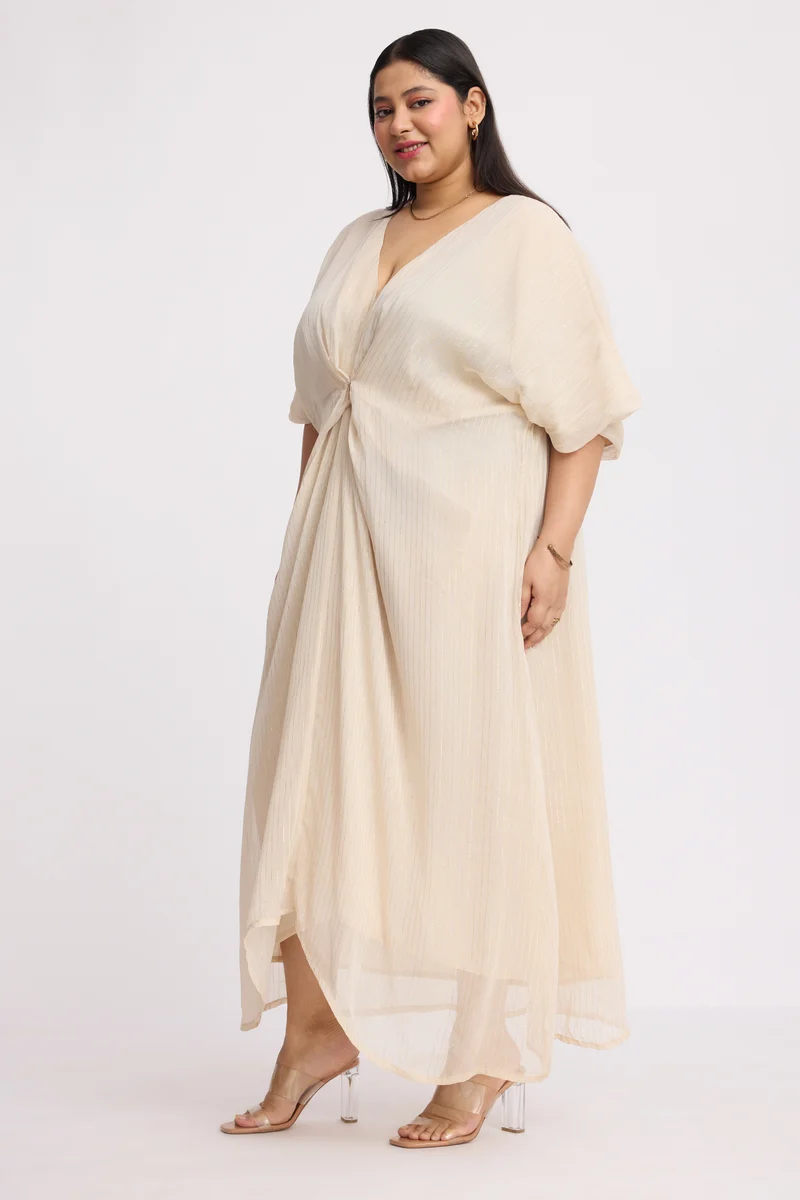 Miso|Viscose Lurex Front Gathered Kaftan