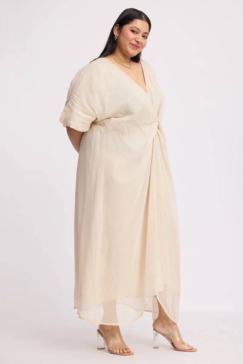 Miso|Viscose Lurex Front Gathered Kaftan