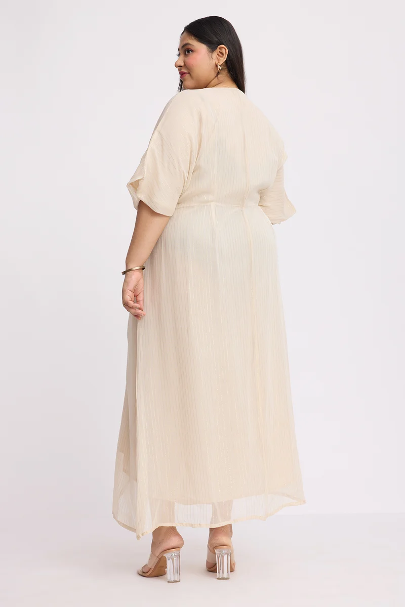 Miso|Viscose Lurex Front Gathered Kaftan