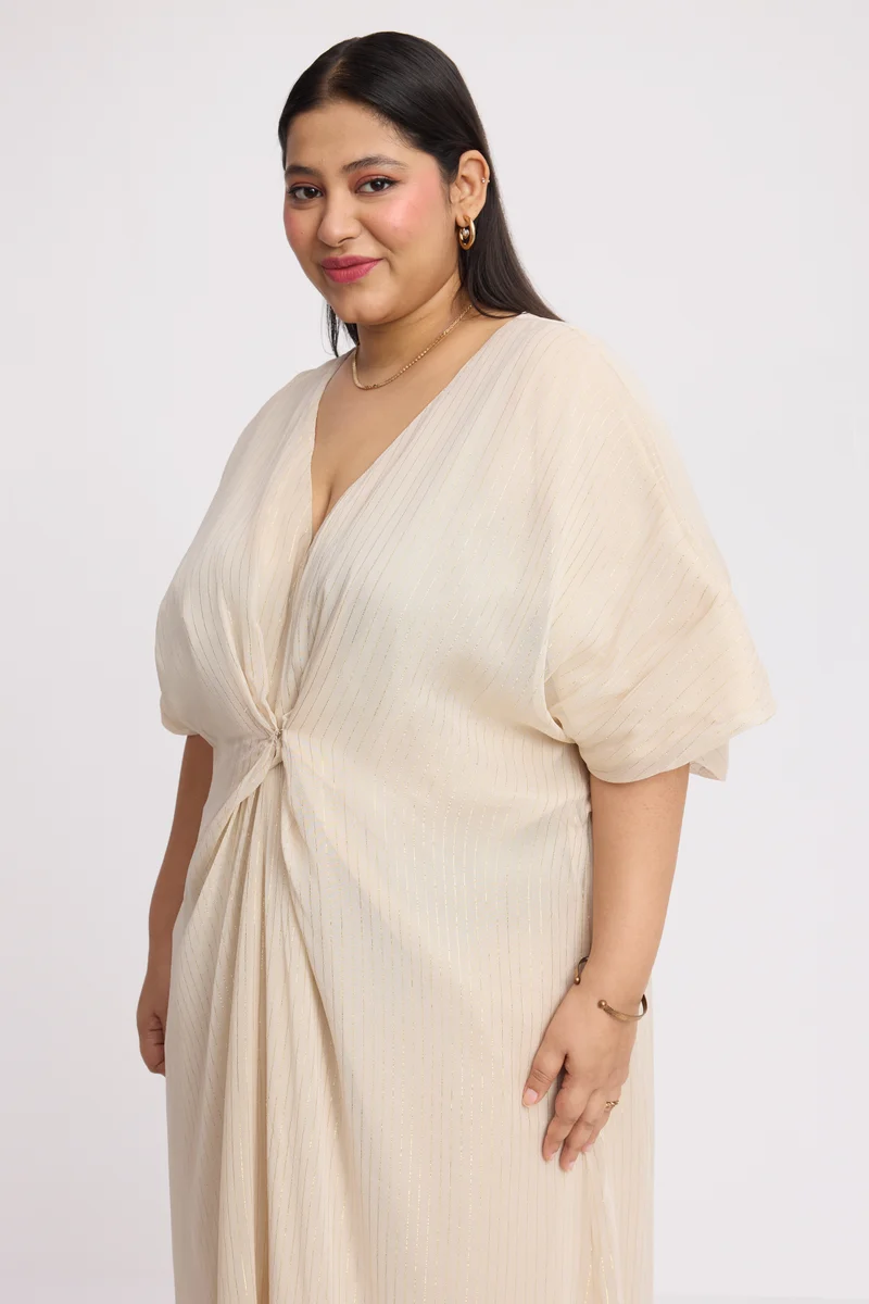 Miso|Viscose Lurex Front Gathered Kaftan
