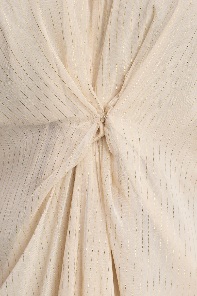 Miso|Viscose Lurex Front Gathered Kaftan