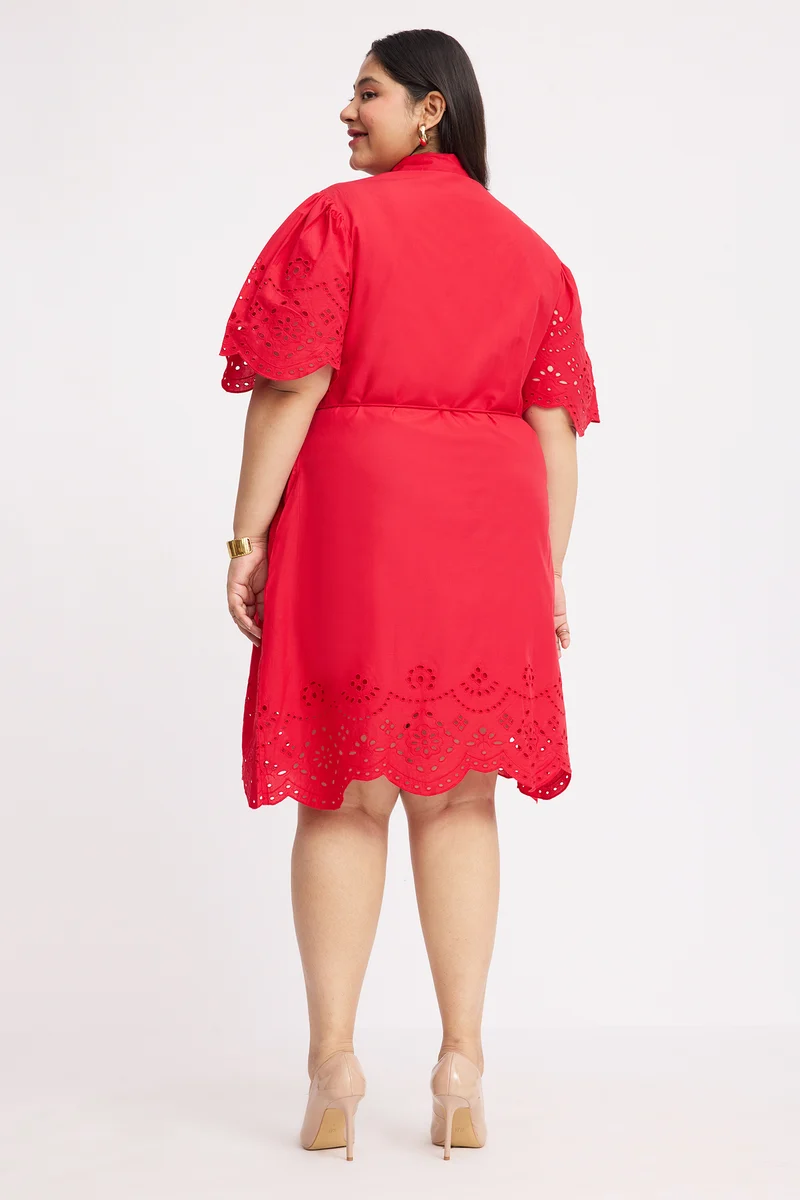Isden|Cotton Schiffli Shirt Dress