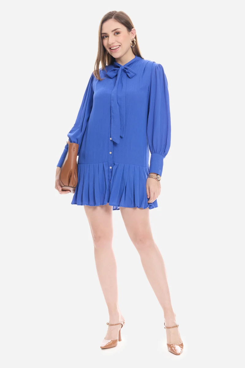 Disha|100% Viscose Tie-Up Mini Dress