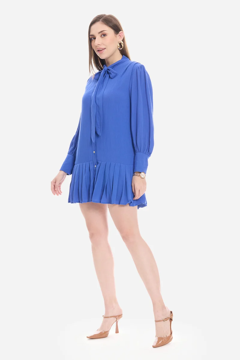 Disha|100% Viscose Tie-Up Mini Dress