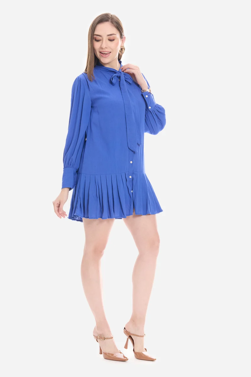 Disha|100% Viscose Tie-Up Mini Dress