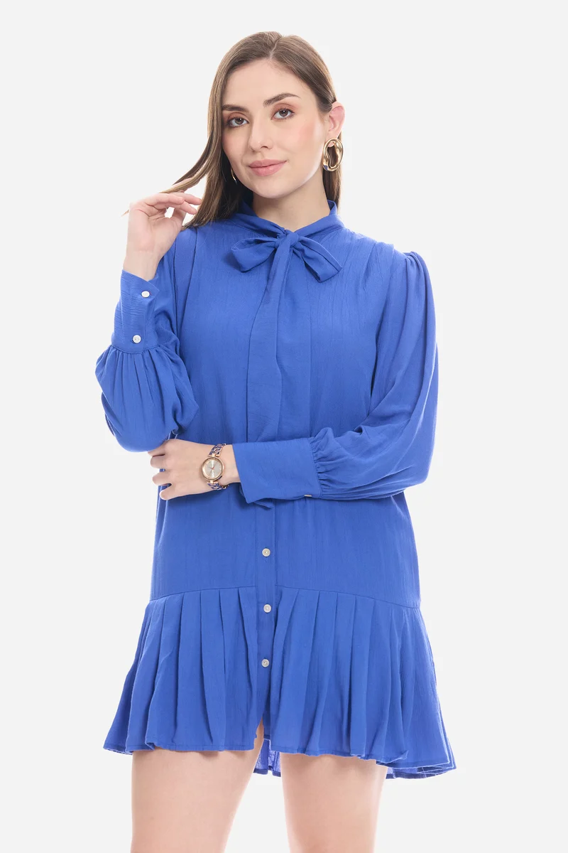 Disha|100% Viscose Tie-Up Mini Dress