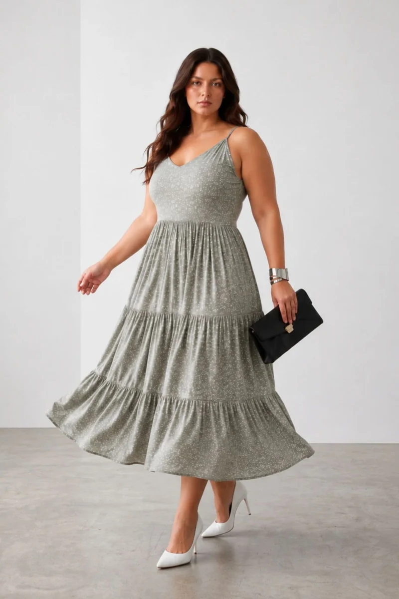 Vionne|100% Viscose Printed Strappy Maxi Dress