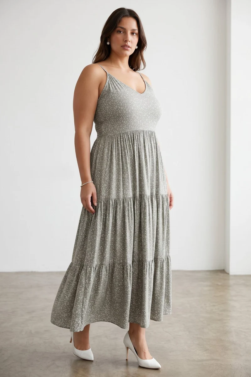 Vionne|100% Viscose Printed Strappy Maxi Dress
