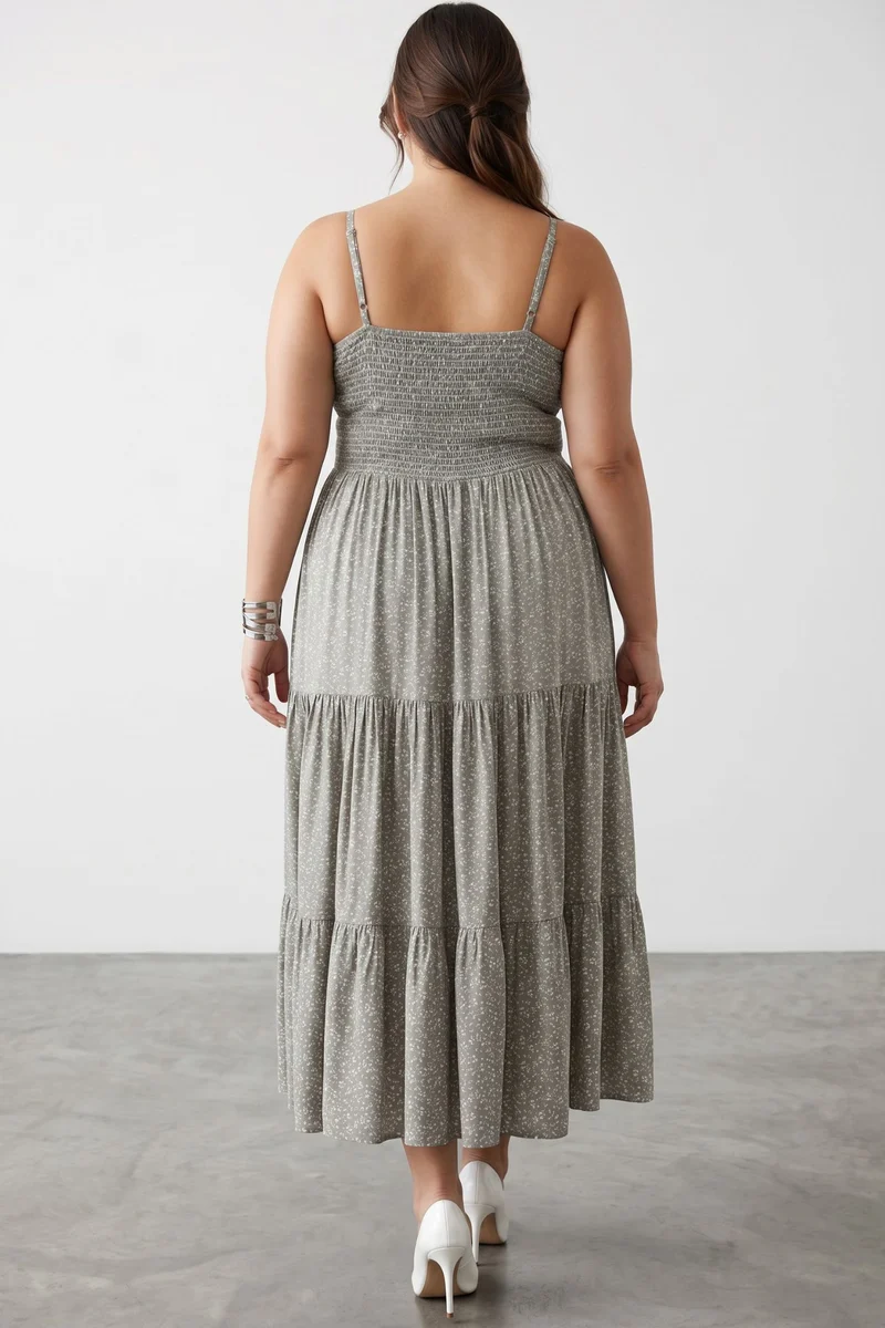 Vionne|100% Viscose Printed Strappy Maxi Dress