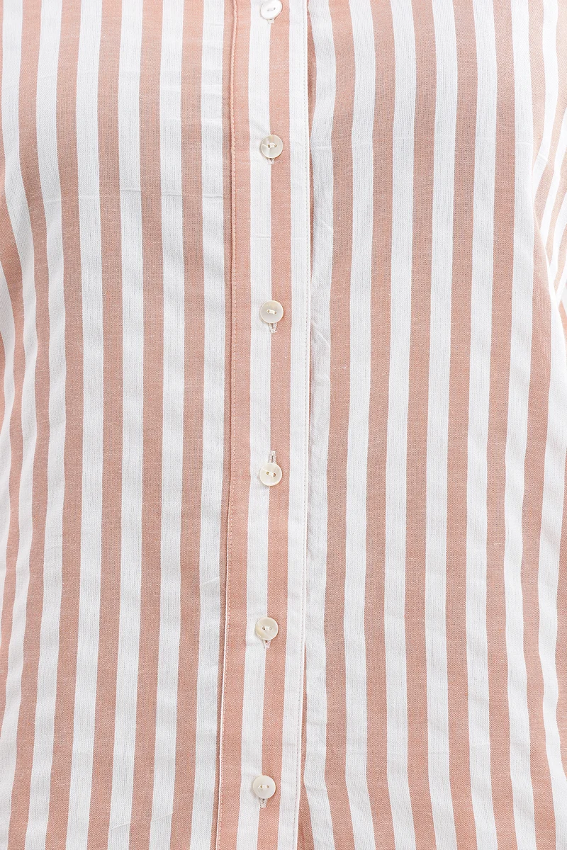 Casis|100% Cotton Orange & White Striped Shirt