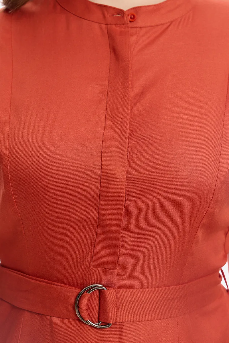 Dalya|100% Viscose Mandarin Collar Shirt Dress