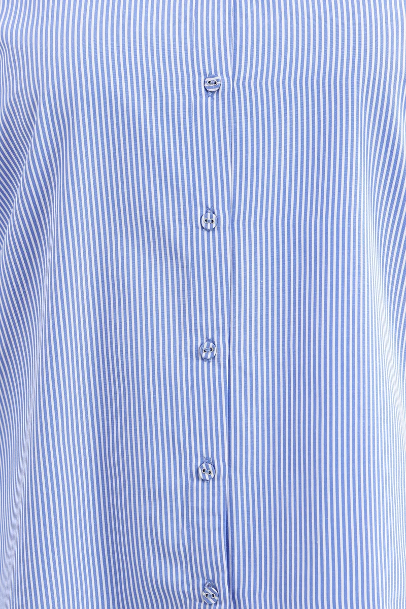 Elna|100% Cotton Blue & White Pin Striped Shirt