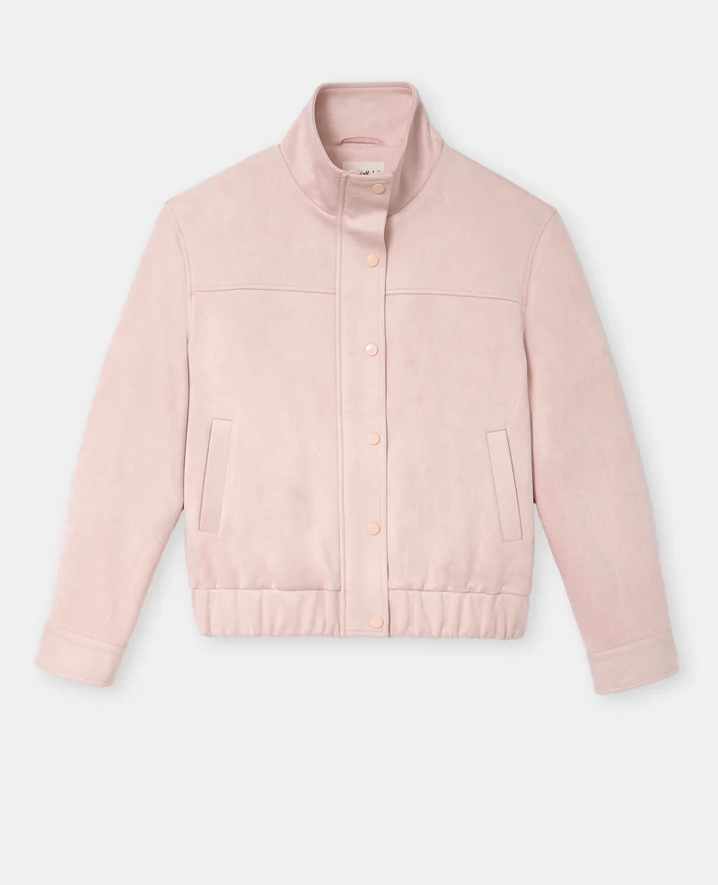 Veste en suédine col montant