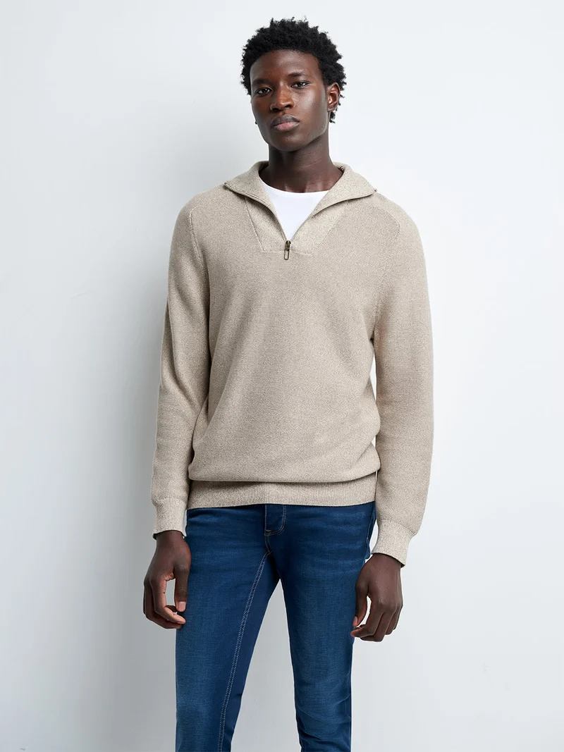 Pull col cheminée en coton