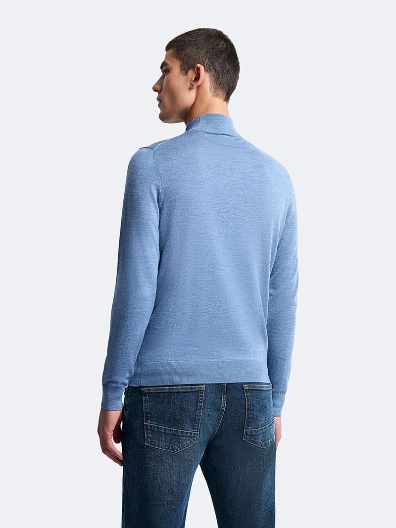 Pull col cheminée en laine mérinos