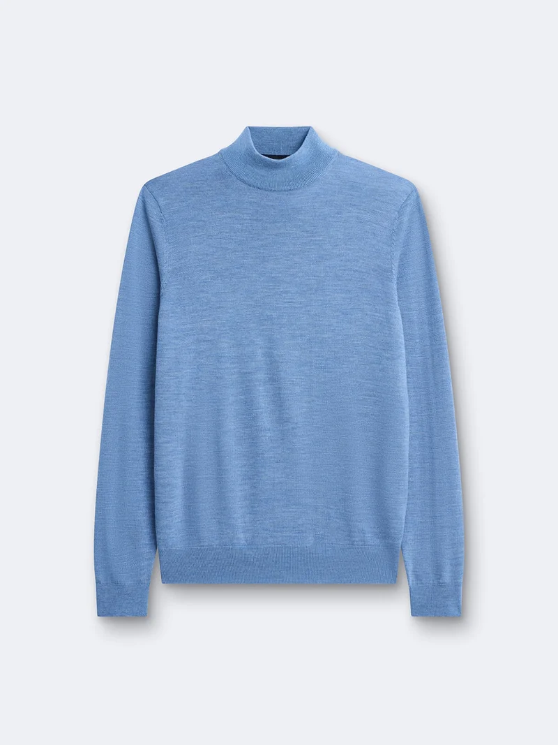Pull col cheminée en laine mérinos