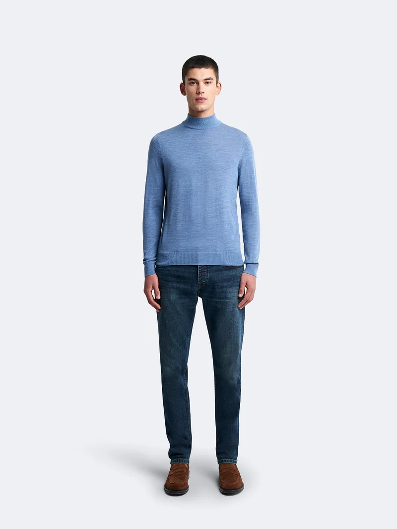Pull col cheminée en laine mérinos