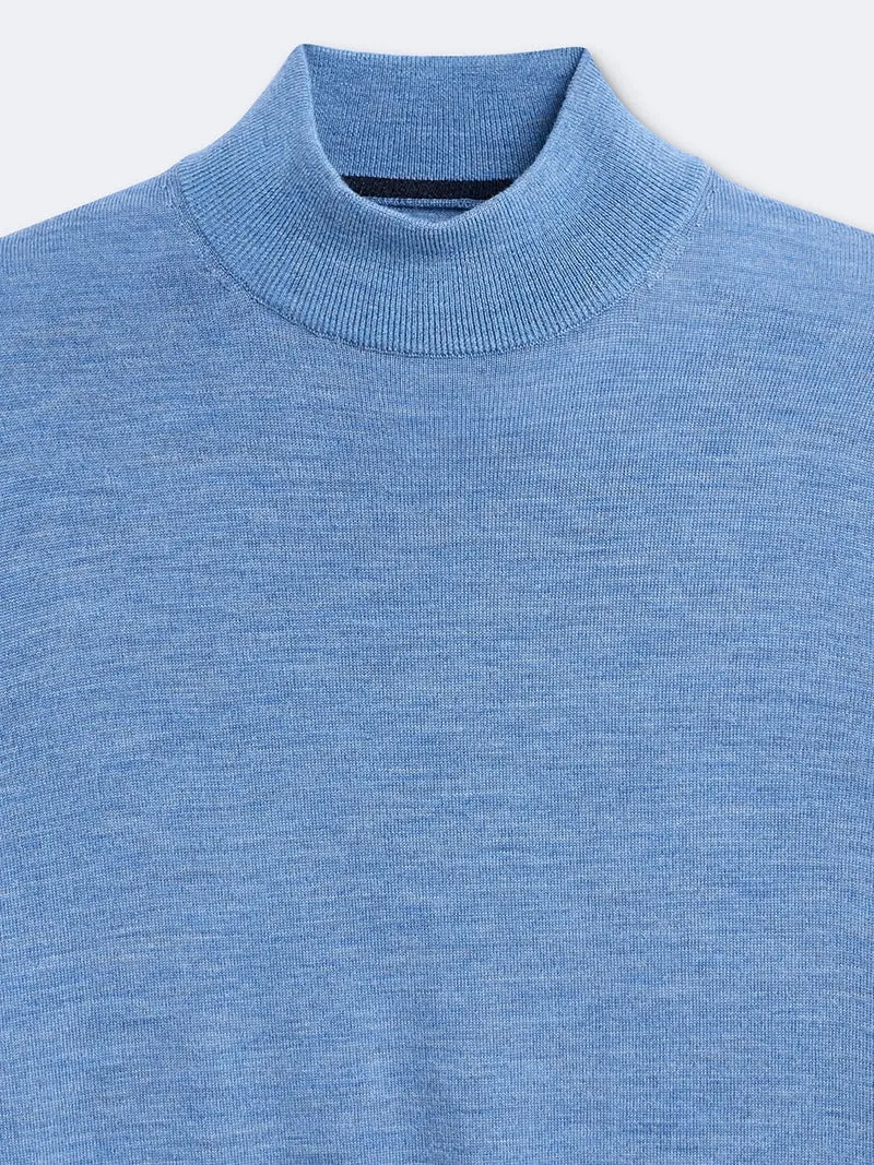 Pull col cheminée en laine mérinos