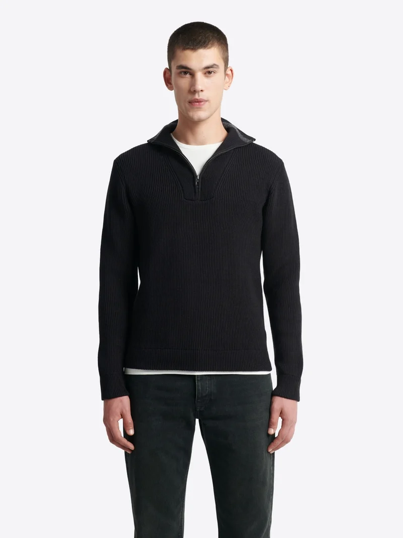 Pull zippé en laine mérinos