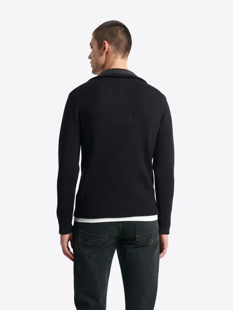 Pull zippé en laine mérinos
