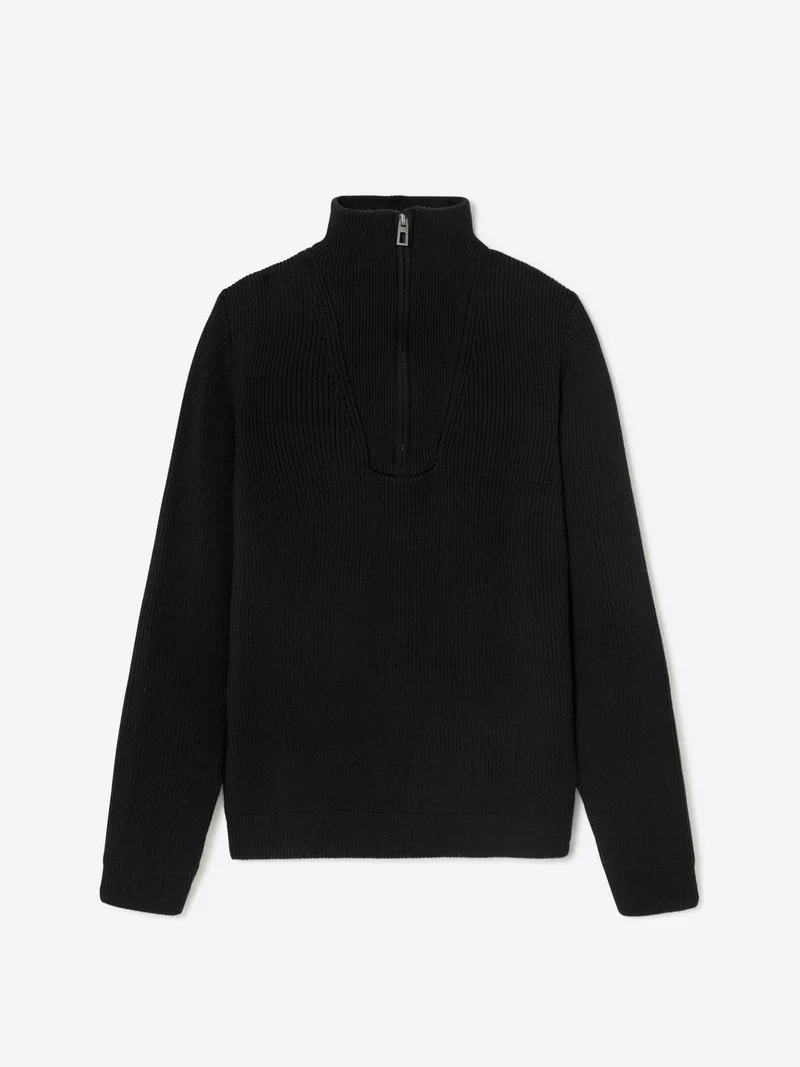 Pull zippé en laine mérinos