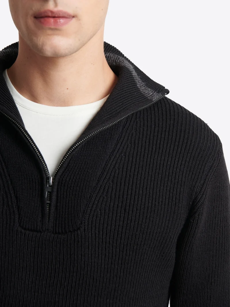 Pull zippé en laine mérinos