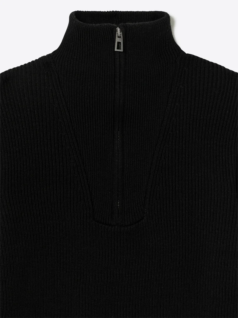 Pull zippé en laine mérinos