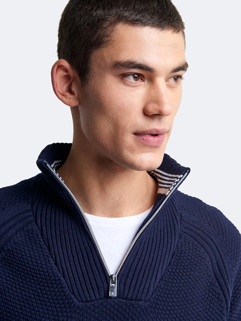 Pull col cheminée en coton
