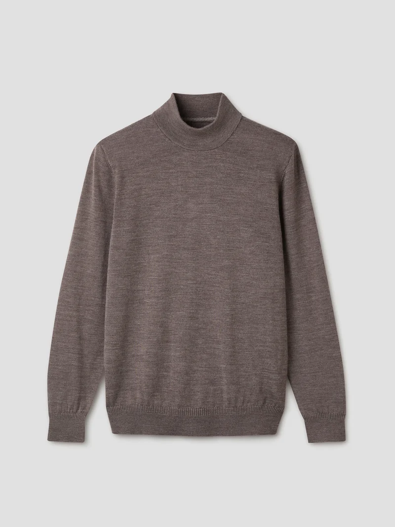 Pull col cheminée en laine Mérinos