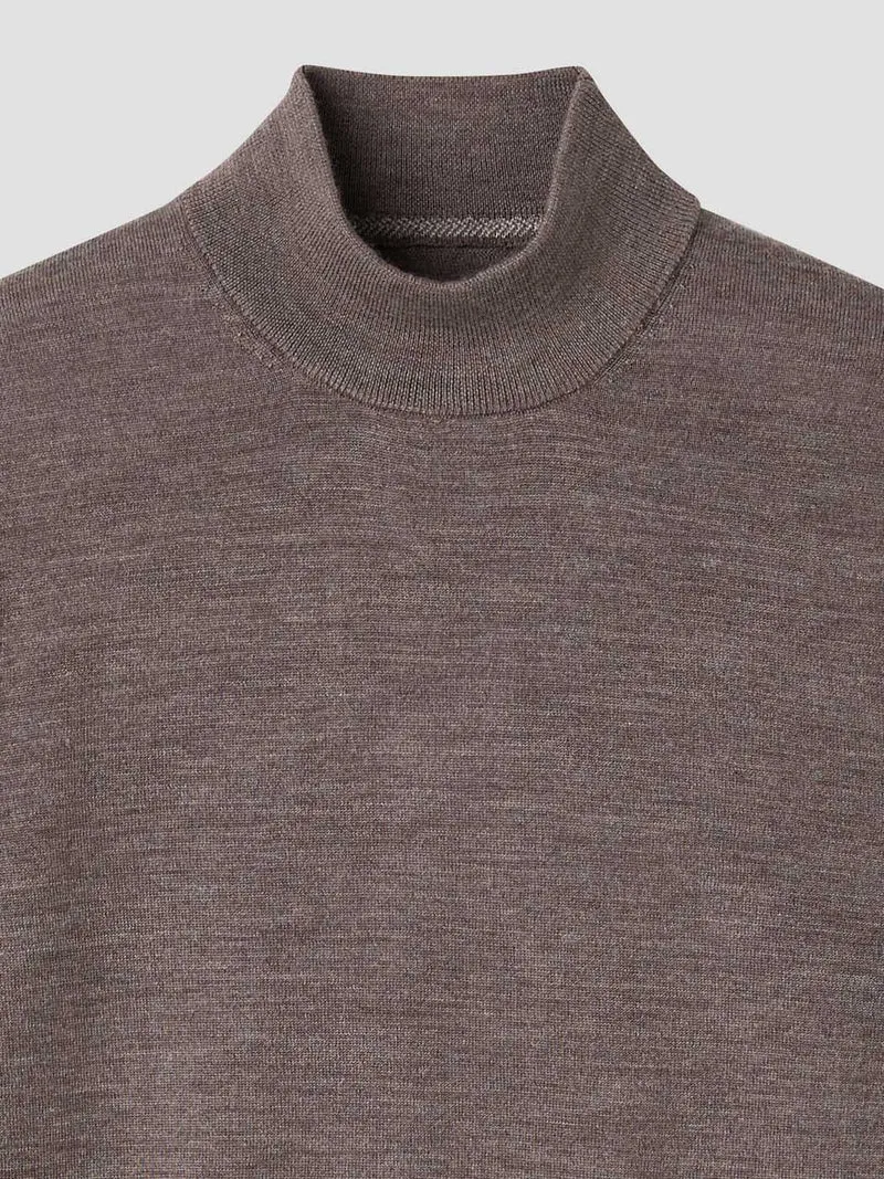 Pull col cheminée en laine Mérinos