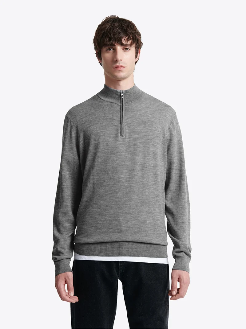 Pull col cheminée zip 100% laine mérinos