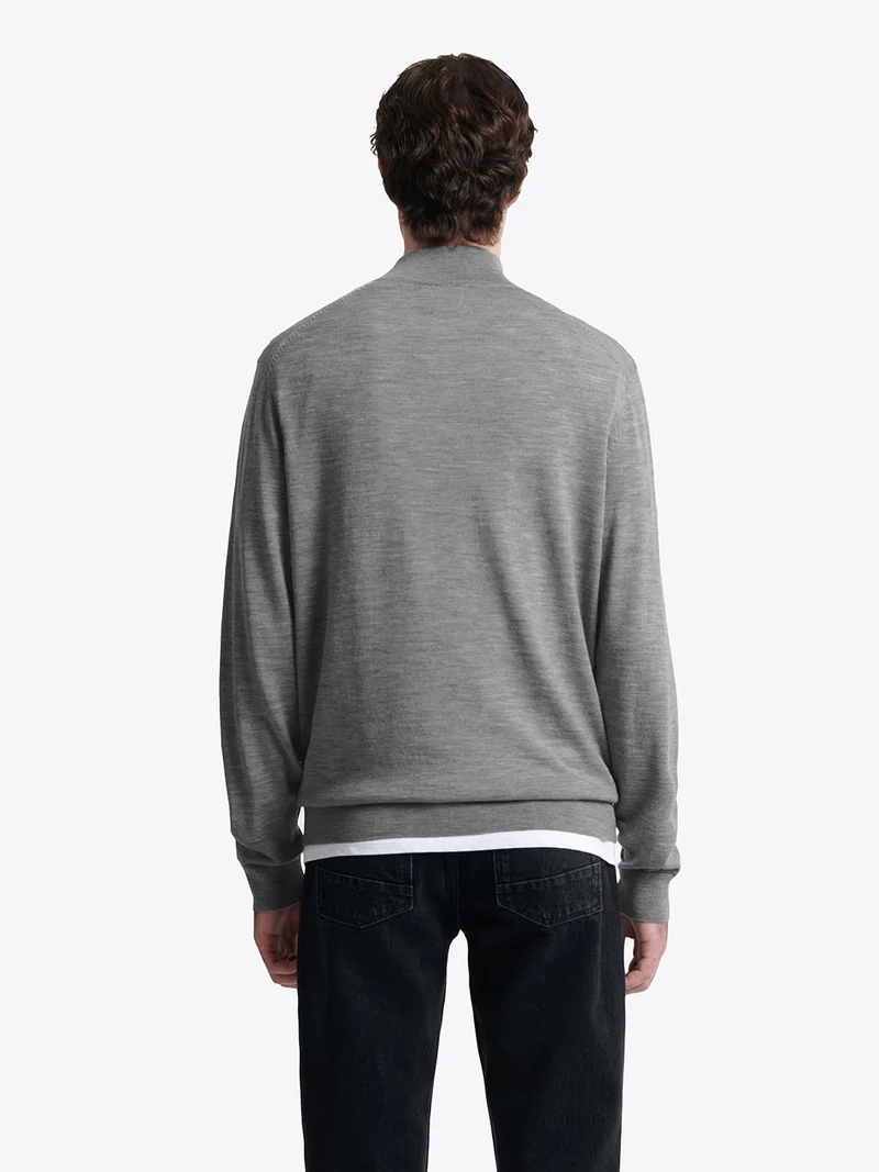 Pull col cheminée zip 100% laine mérinos