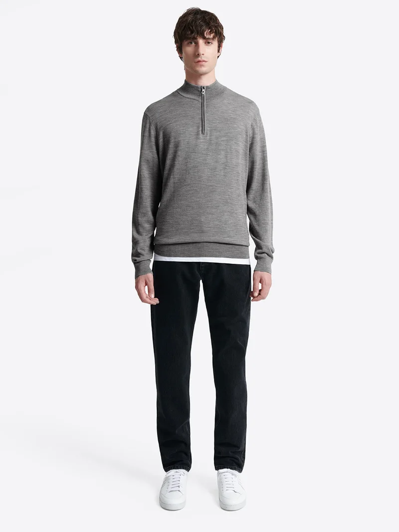 Pull col cheminée zip 100% laine mérinos