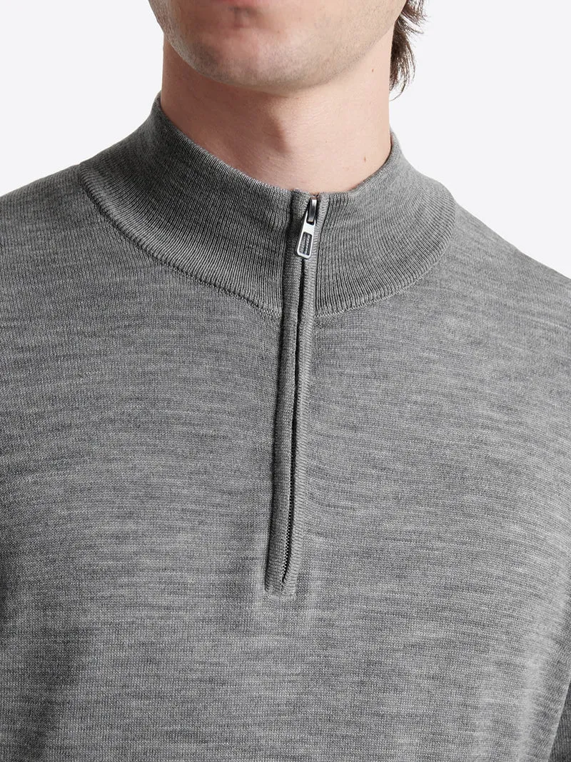 Pull col cheminée zip 100% laine mérinos