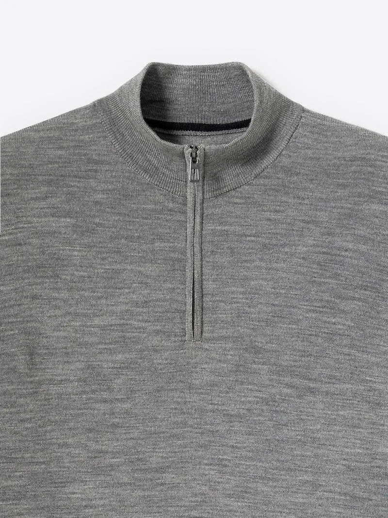Pull col cheminée zip 100% laine mérinos
