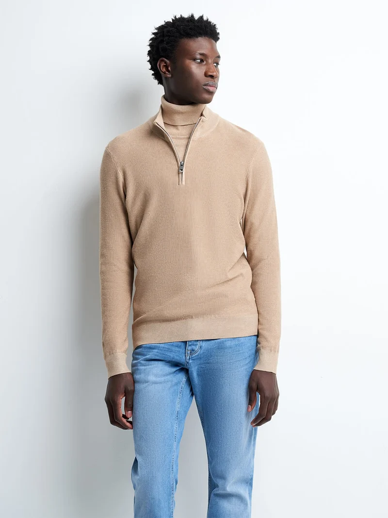 Pull col cheminée zippé en viscose bio
