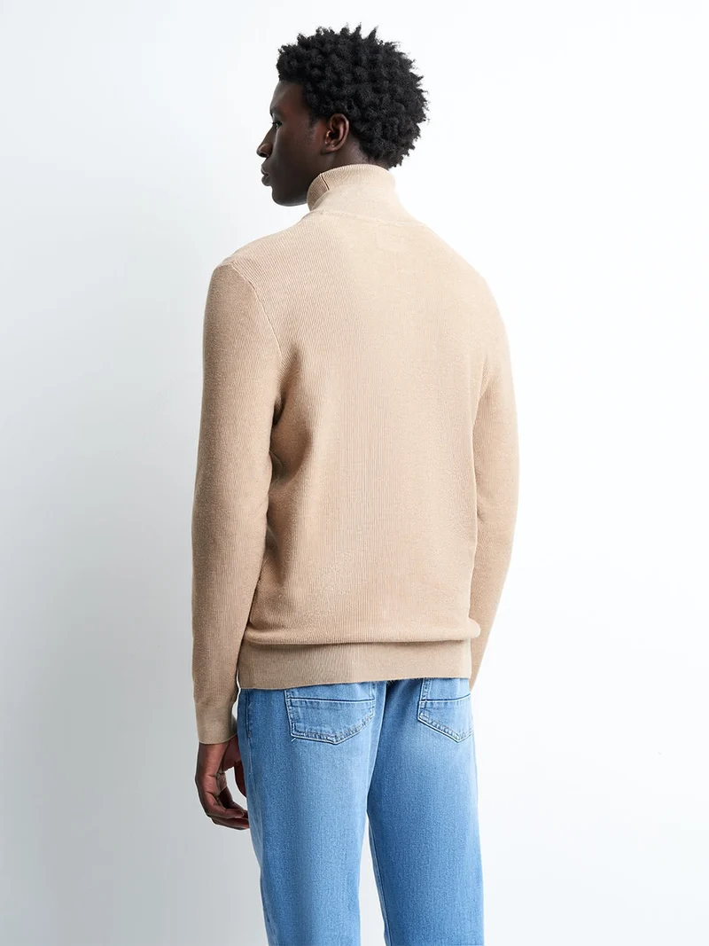 Pull col cheminée zippé en viscose bio